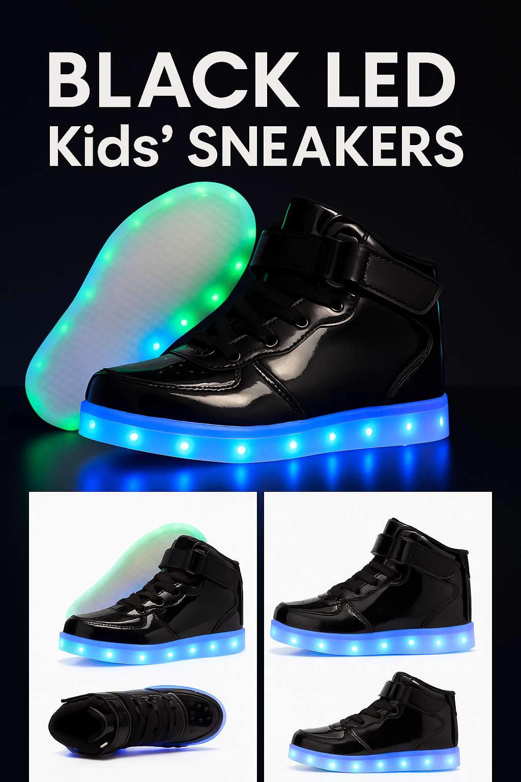 Kids LED Light-Up Shoes – USB Rechargeable, Anti-Slip High Tops | N.C.C