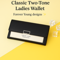 Ladies Classic Long Wallet – Two-Tone PU Leather, Tri-Fold | N.C.C