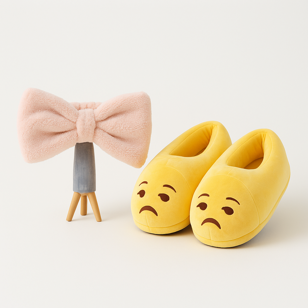 Emoji Plush Slippers with Bow Headband – Soft, Cozy & Anti-Slip | N.C.C