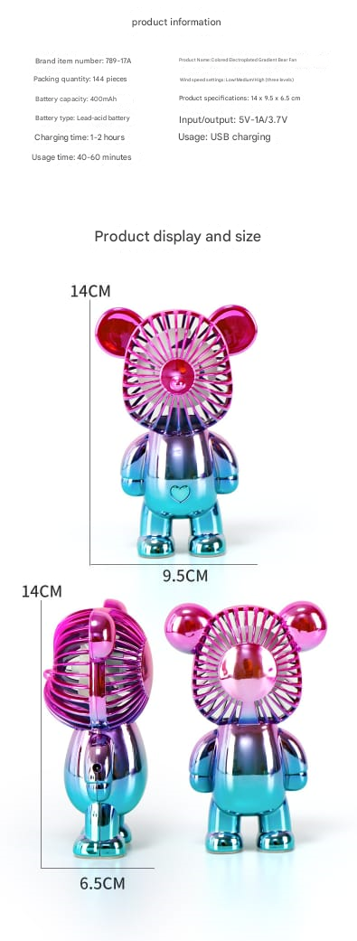 Kids cool essentials bundle – UV sunglasses, car zipper case and mini bear fan | N.C.C