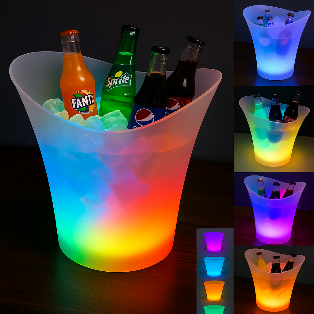 GlowSipSet – cocktail glasses with lids and LED ice bucket Bluetooth speaker bundle | N.C.C