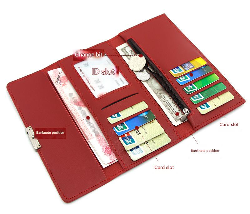 Ladies Classic Long Wallet – Two-Tone PU Leather, Tri-Fold | N.C.C