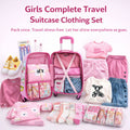 Girls Complete Travel Clothing Suitcase Set – All-in-One Holiday Essentials Bundle