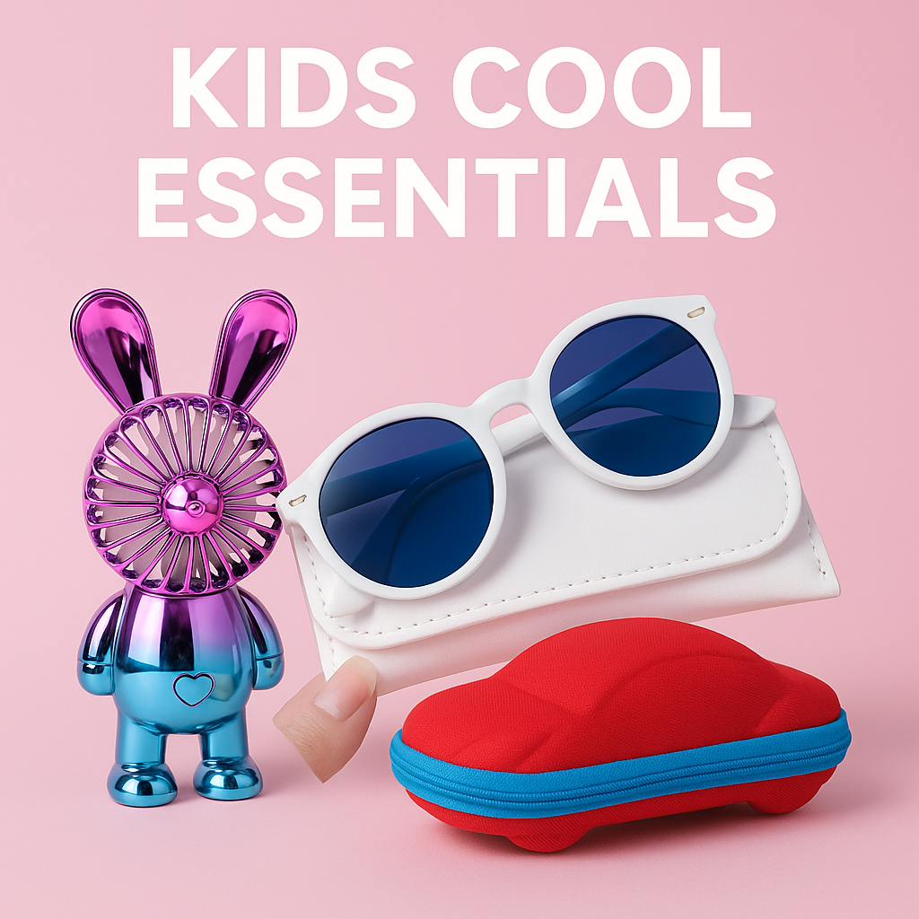 Kids Cool Essentials Bundle – UV Sunglasses, Car Case & Mini Bear Fan | N.C.C (Copy)