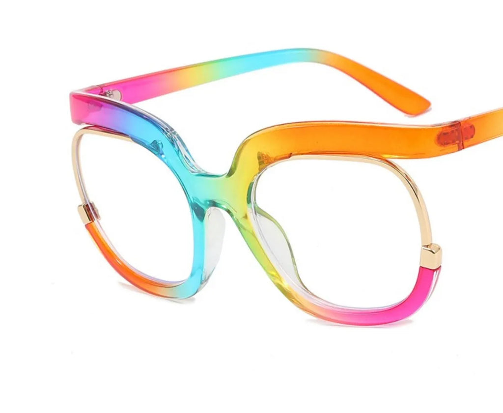 Large frame rainbow fashion glasses – unisex flat light mirror model H9051 | N.C.C