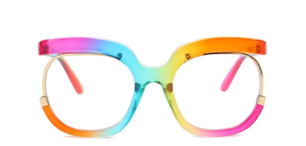 Large frame rainbow fashion glasses – unisex flat light mirror model H9051 | N.C.C