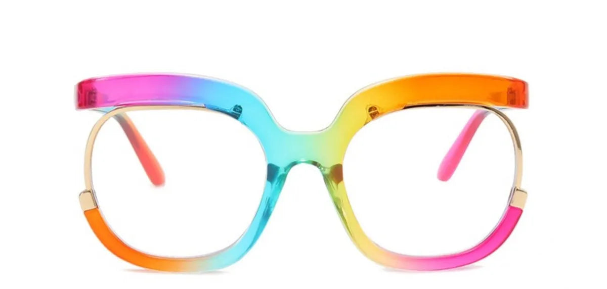 Large frame rainbow fashion glasses – unisex flat light mirror model H9051 | N.C.C