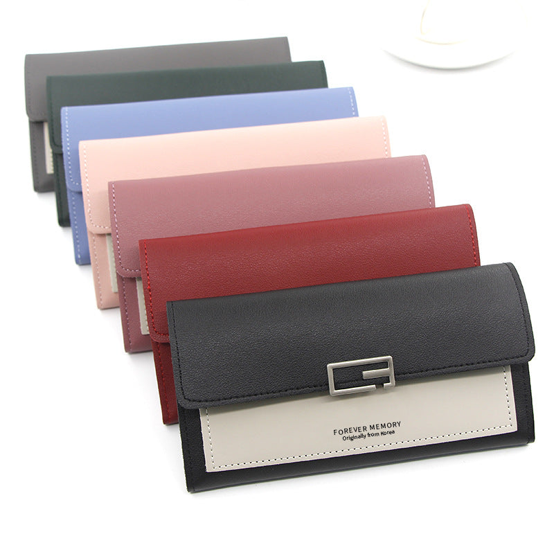 Ladies Classic Long Wallet – Two-Tone PU Leather, Tri-Fold | N.C.C