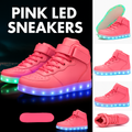 Girls LED light-up high top shoes – USB rechargeable pink sneakers | N.C.C