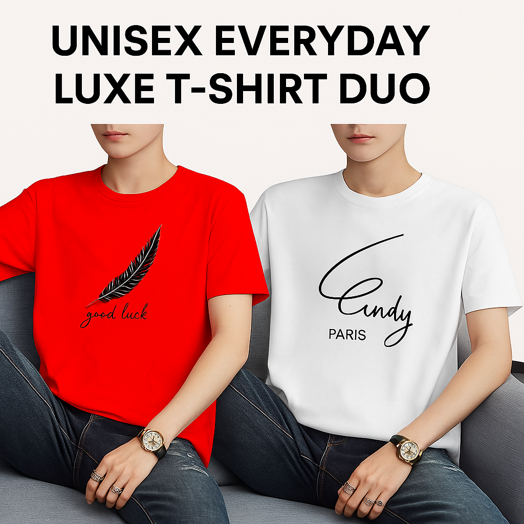Unisex Short-sleeved T-shirt Summer Half-sleeved T-shirt (Luxe Everyday Duo)