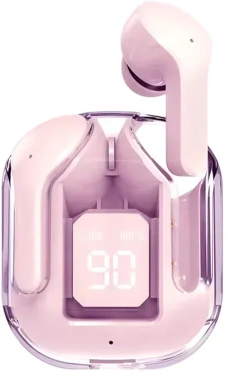 Transparent Case Wireless Earbuds with Digital Battery Display