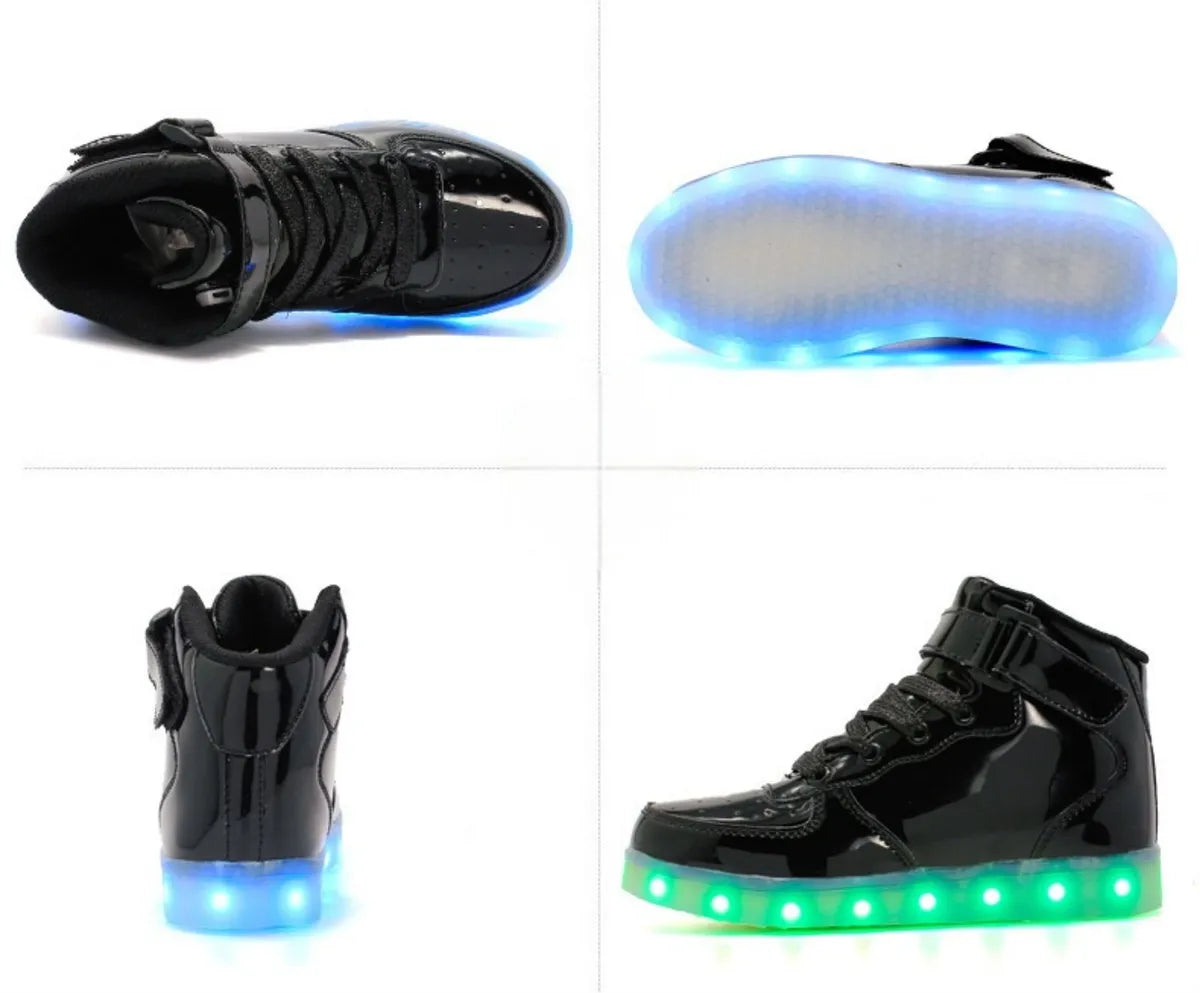 Kids LED Light-Up Shoes – USB Rechargeable, Anti-Slip High Tops | N.C.C